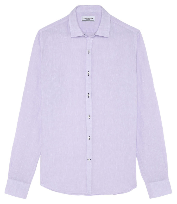 JONAS - Chemise unie lin chiné, blanche