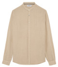 STAN - Plain linen shirt with mao collar beige