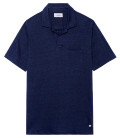 LUKE - Polo in jersey di lino color navy