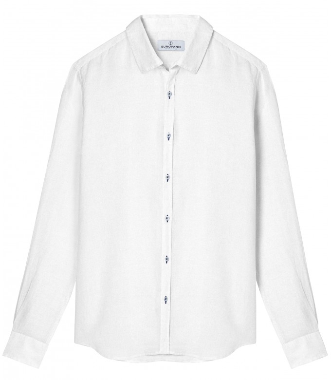 JONAS - Camisa blanca, lino jaspeado liso