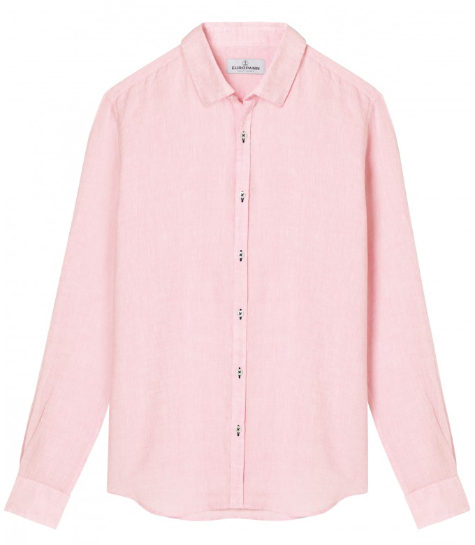 JONAS - Camisa lisa de lino jaspeado, rosa