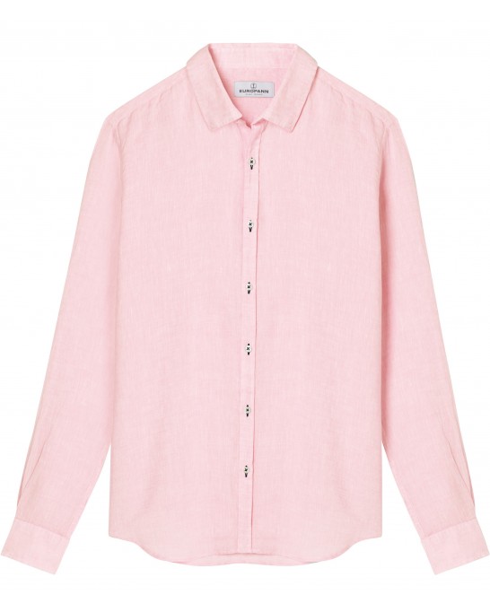 JONAS - Camisa lisa de lino jaspeado, rosa