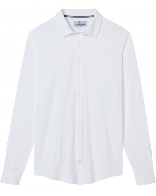 STUART - Camisa slim fit lisa de algodón fino, blanca