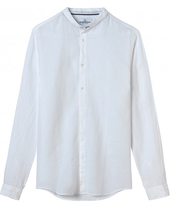 STAN - Camisa blanca de lino, cuello mao 