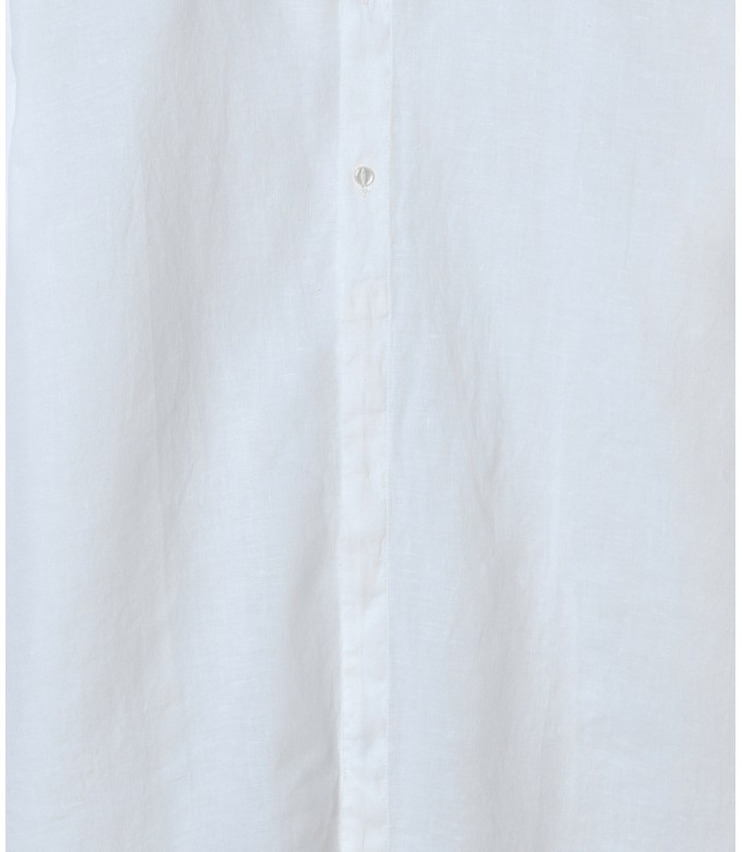 STAN - Camisa blanca de lino, cuello mao 