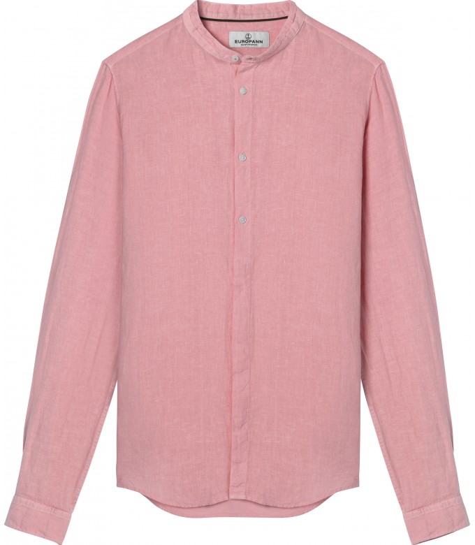 STAN - Camisa de lino con cuello Mao, rosa