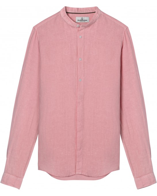 STAN - Camisa de lino con cuello Mao, rosa