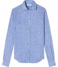 TENNIS - Camicia a righe di lino blu