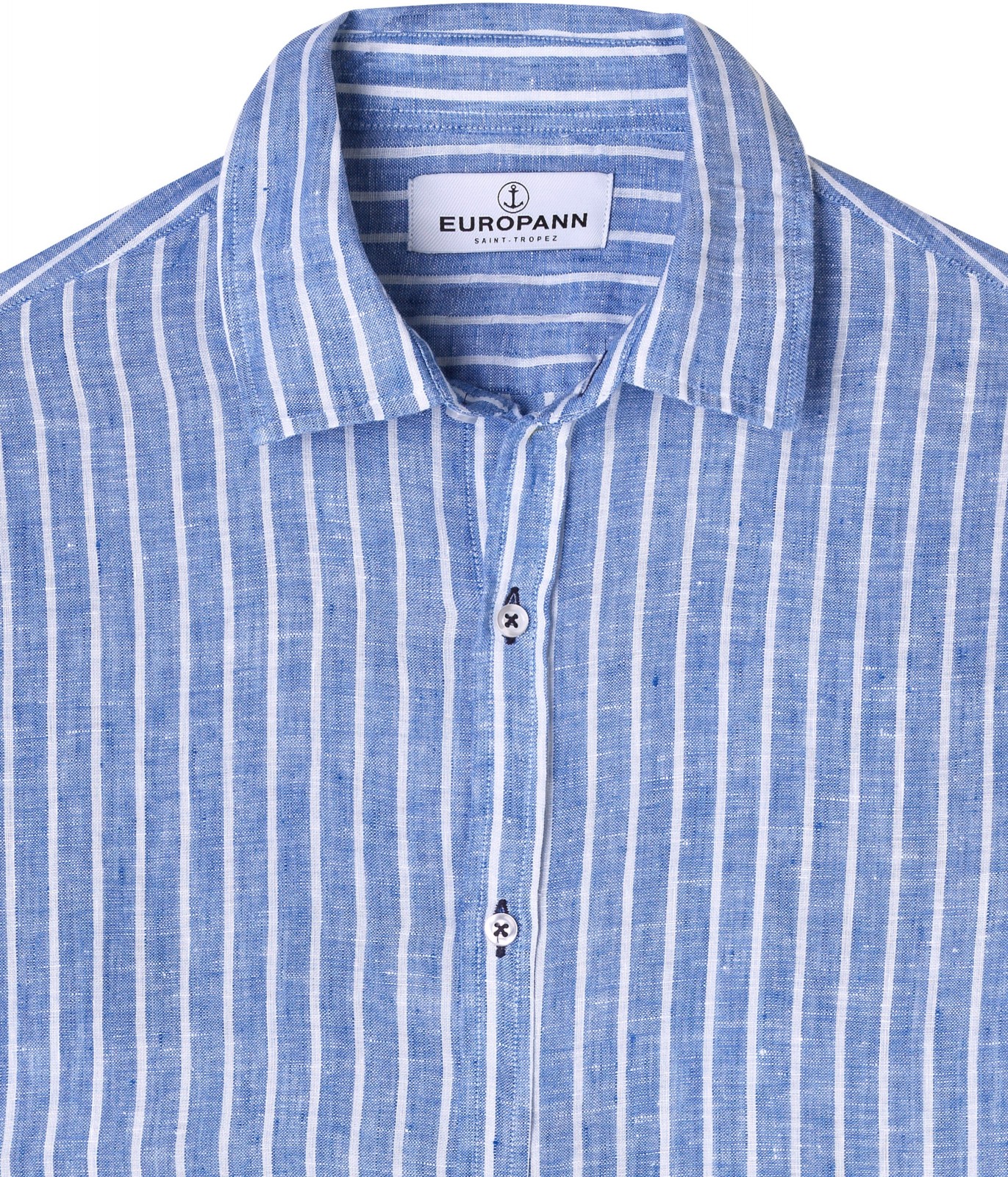 Men's striped blue linen shirt