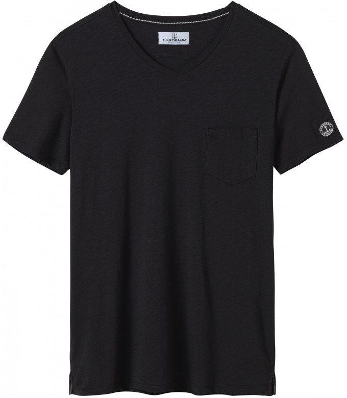 NECK - Cotton V-neck tee-shirt, black