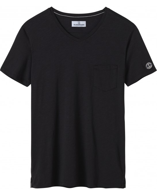 NECK - Cotton V-neck tee-shirt, black