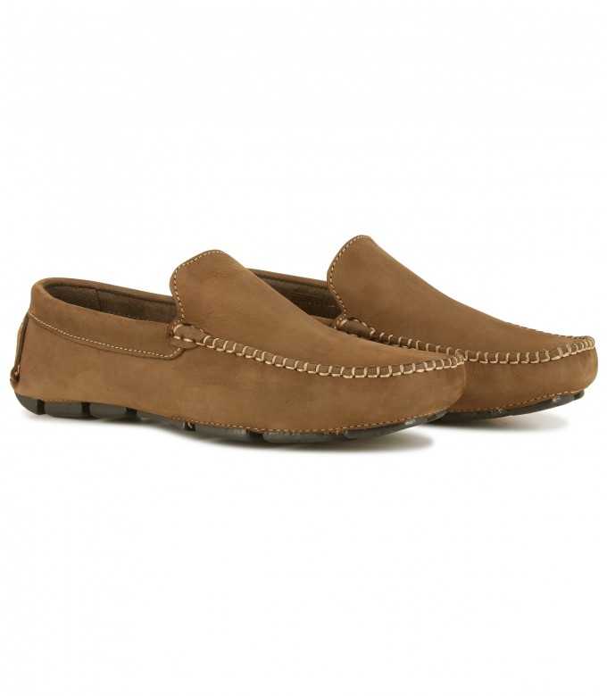 MONZA - Nubuck loafers, cognac