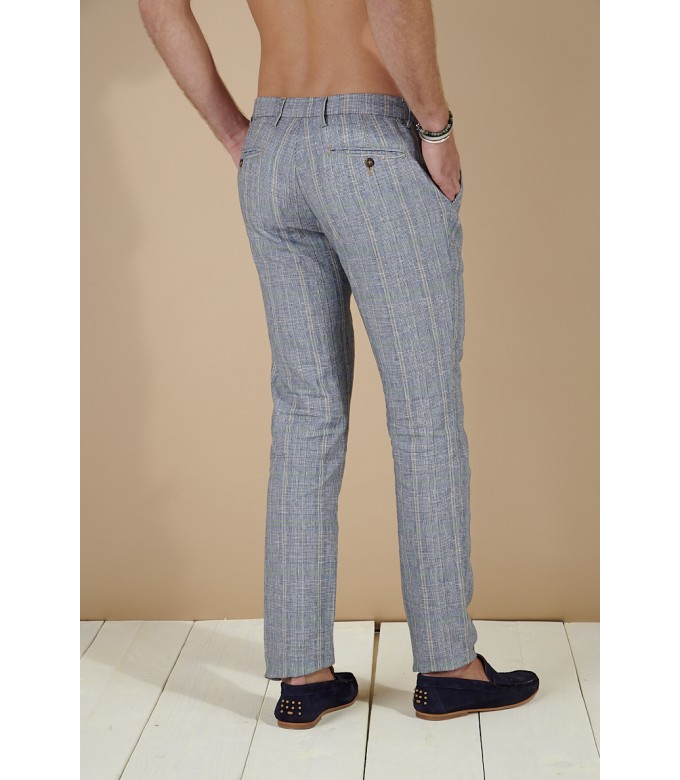 CHECK PANTS PHIL NAVY BLUE