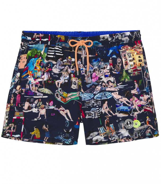 SUMMER - St Tropez painting printed navy blue swimshort