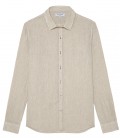 JONAS - Camicia di lino beige a tinta unita