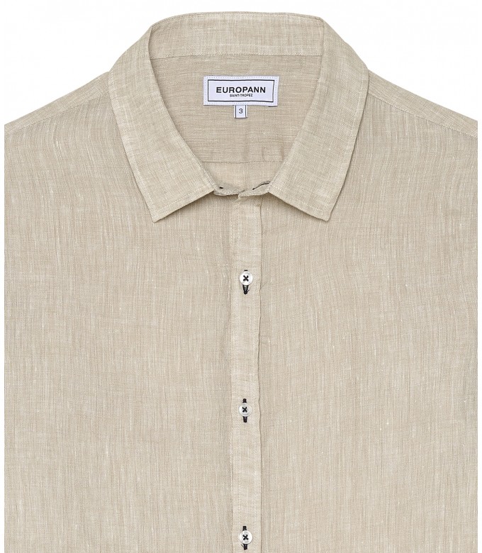 JONAS - Chemise unie lin chiné beige