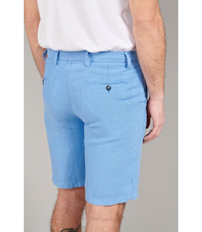 COLORADO - Casual linen bermudas, ocean blue