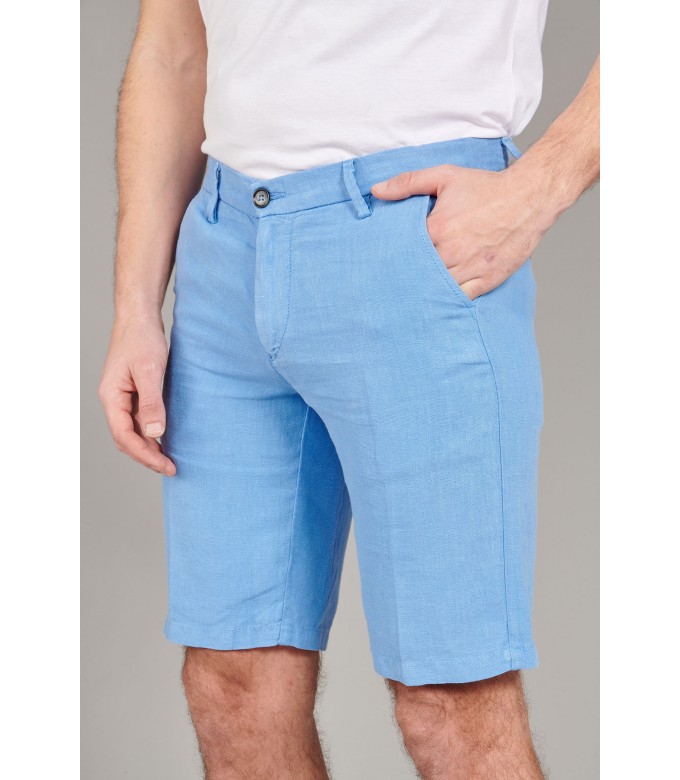 COLORADO - Casual linen bermudas, ocean blue