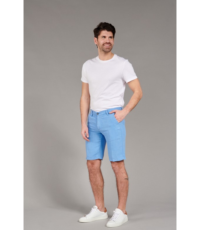 COLORADO - Casual linen bermudas, ocean blue