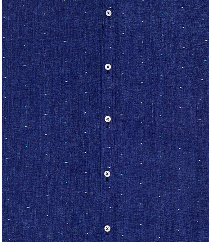 AIME - Chemise bleu marine lin à pois