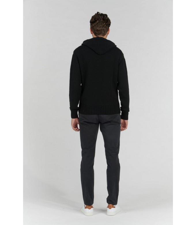 RON BLACK HOODED SWEATER