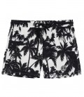 MIAMI - Shorts de baño negros con estampado de palmeras