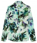 LENNY - Camisa de lino con estampado floral Aqua