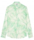 MYLAN - Camisa de lino con estampado floral Aqua