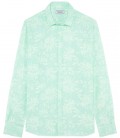 HONORE - Camisa de lino estampada con motivo floral aqua