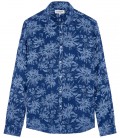 HONORE - Camisa de lino estampada con motivos florales índigo